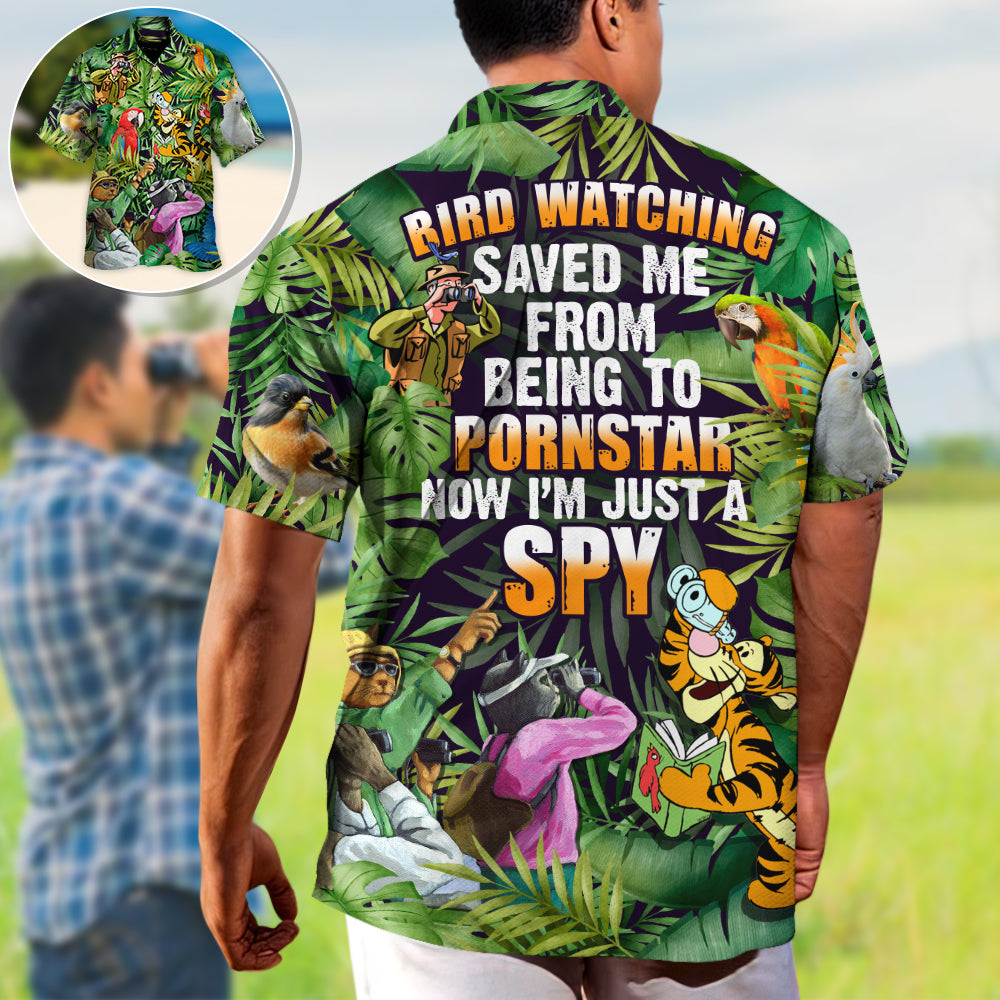 Bird Watching Spy Hawaiian Shirt For Summer Events And Casual Outdoor Wear