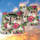 Tropical Floral Cat Beach Shorts Pattern Detail For Resort Wear And Comfortable Daily Use