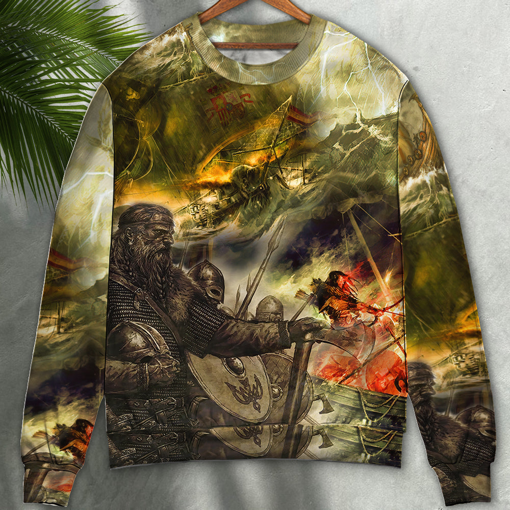 Viking Warrior Lightning Sweater For Weekend Adventures Outdoor Events And Thoughtful Gifts