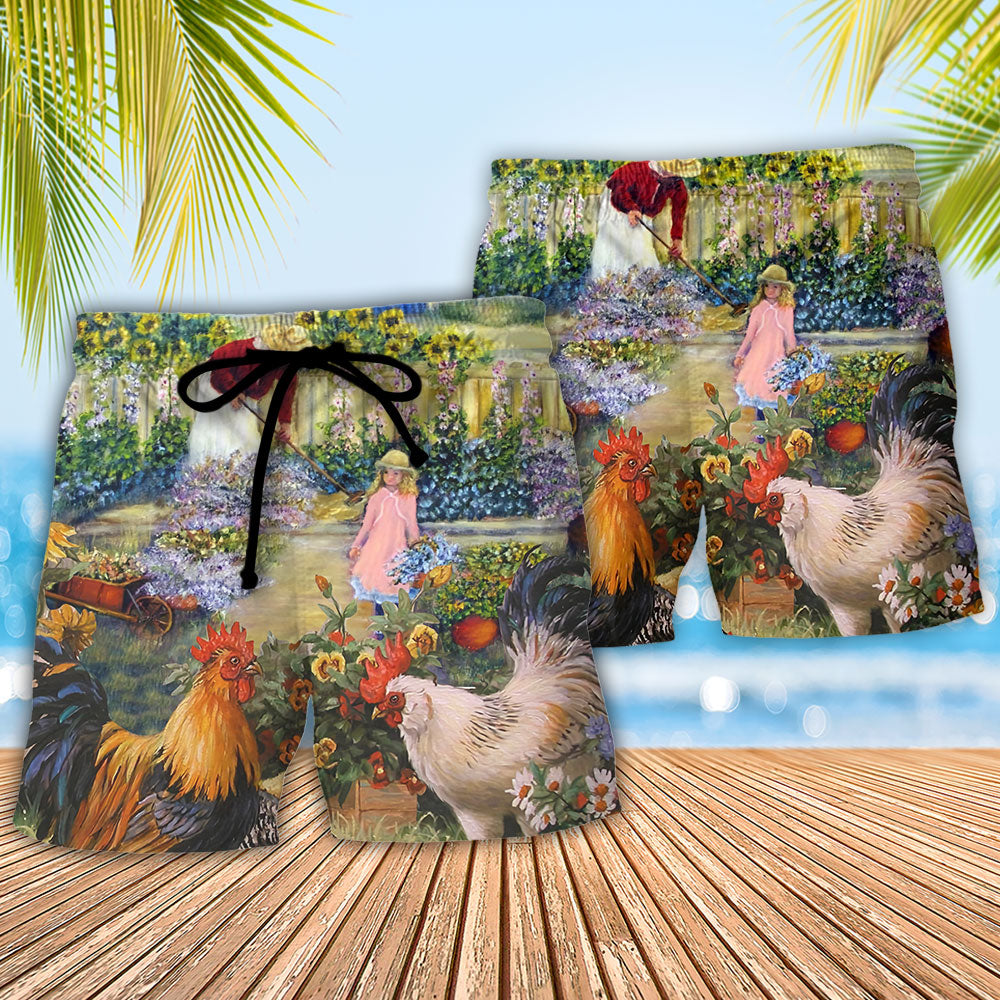 Retro Vintage Gardening Garden Beach Shorts Pattern Detail For Outdoor Activities And Thoughtful Gift Giving