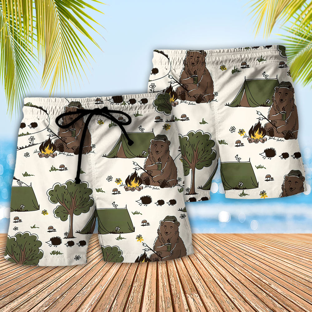 Camping Beach Shorts Pattern Detail For Outdoor Activities And Comfortable Daily Use