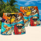 Dog Surfing Beach Shorts Pattern Detail For Island Trips And Versatile Outdoor Wear