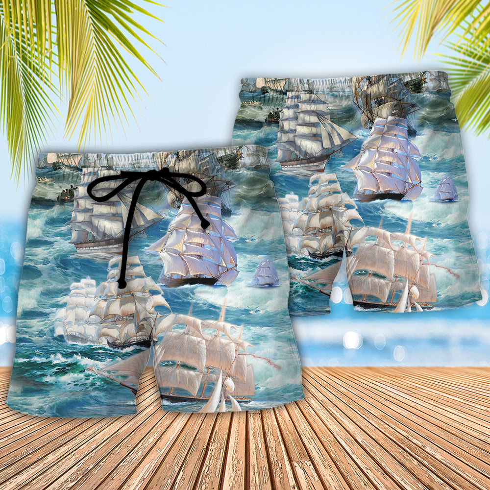 Sailing Wind And Waves Navigator Quote Beach Shorts For Tropical Coastal Getaways