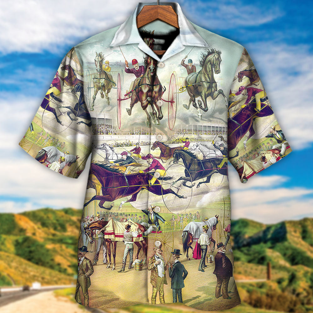 Racing Horse Hawaiian Shirt Summer Design Detail For Casual Outings