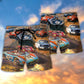Car Racing Beach Shorts Pattern Detail For Outdoor Activities And Lightweight Summer Style