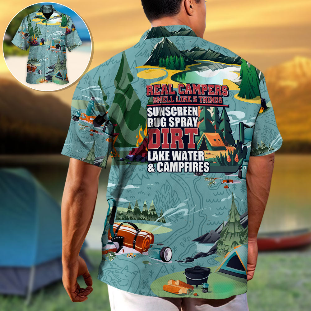 Camping Campers Smell Hawaiian Shirt Pattern Detail For Casual Outings