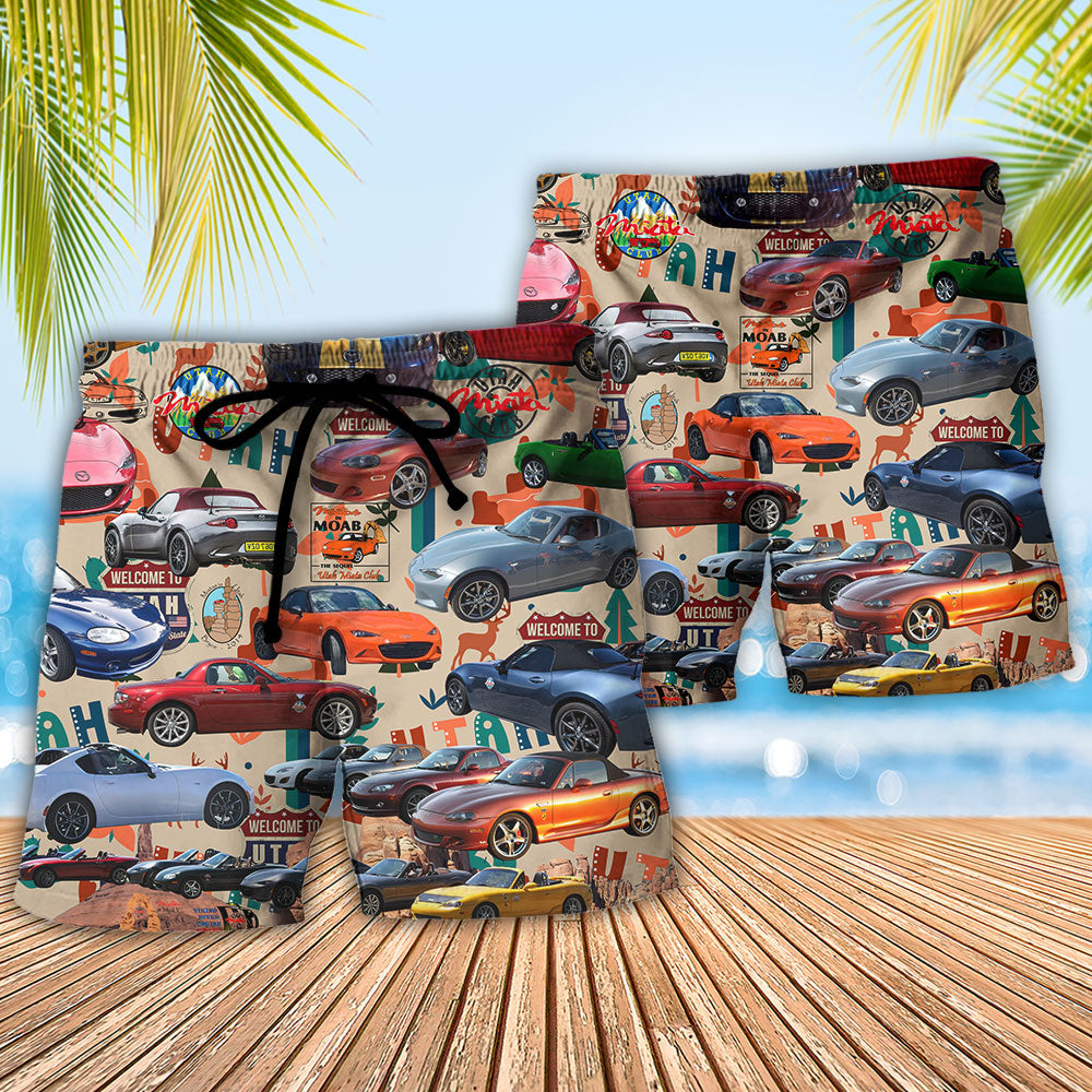 Car Summer Tropical Island Colorful Beach Shorts For Weekend Getaways And Travel