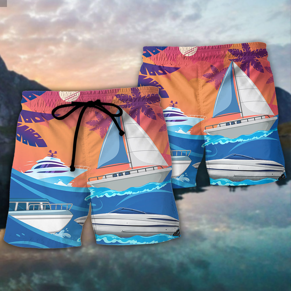 Coastal Yachting Beach Shorts Pattern Detail For Resort Wear And Everyday Comfort