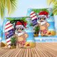 Christmas In July Summer Santa Surfing Beach Shorts Pattern Detail For Poolside Fun And Laid Back Styling