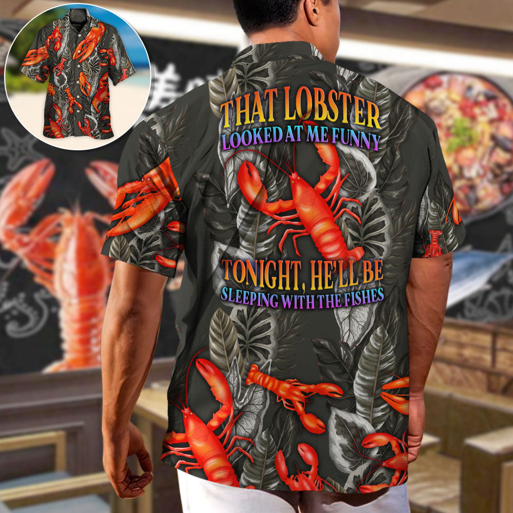 Tropical Funny Lobster Hawaiian Shirt Graphic Artwork Detail For Island Holidays