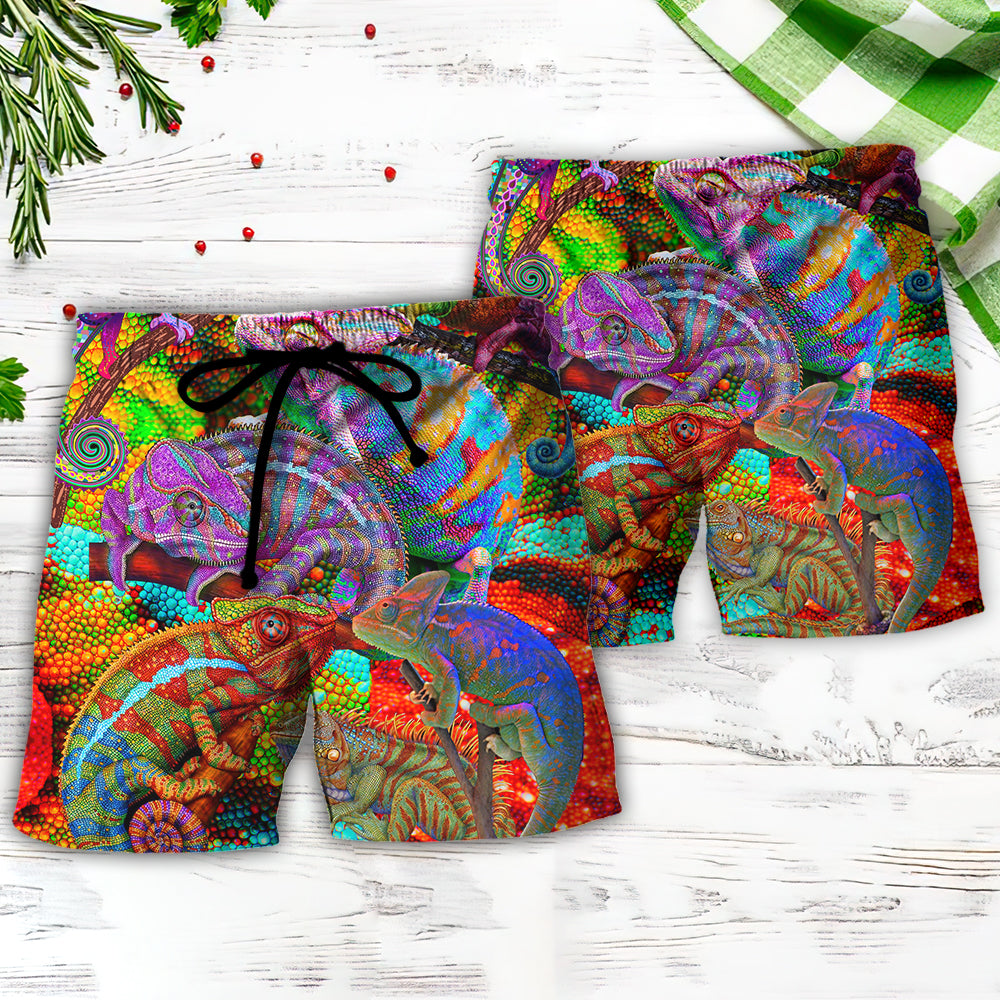 Chameleon Animal Funny Lover Style Beach Shorts For Tropical Holidays And Weekend Adventures