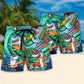 Surfing Shark Beach Shorts Pattern Detail For Seaside Leisure And Lightweight Summer Style