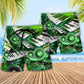 Green Piano Music Beach Shorts Pattern Detail For Island Trips And Bright Seasonal Outfits