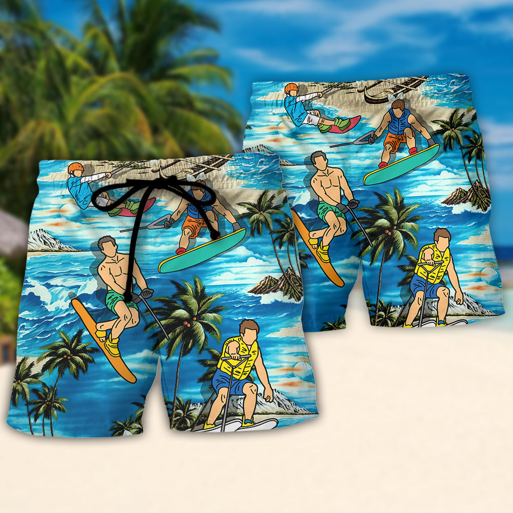 Water Skiing Beach Shorts Pattern Detail For Sunny Day Adventures And Leisure And Relaxation