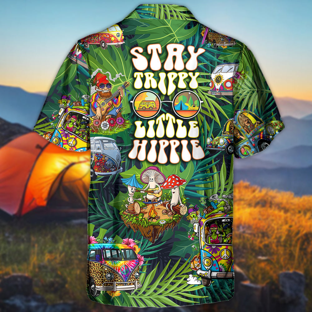 Tropical Funny Camping Hippie Stay Trippy Hawaiian Shirt Design View For Vacation Style