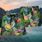 Tropical Coastal Kayaking Flamingo Beach Shorts Pattern Detail For Tropical Escapes And Bright Seasonal Outfits