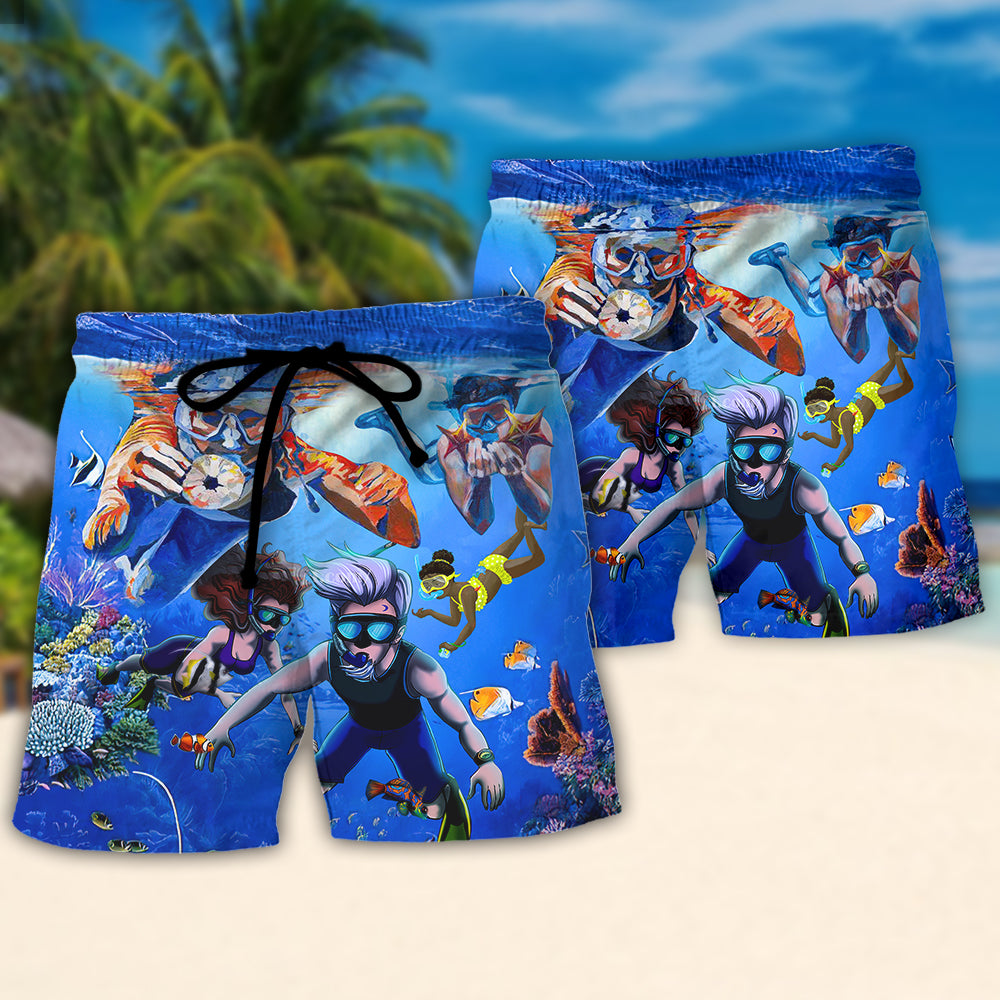 Coastal Snorkeling Beach Shorts Pattern Detail For Relaxed Weekends And Laid Back Styling
