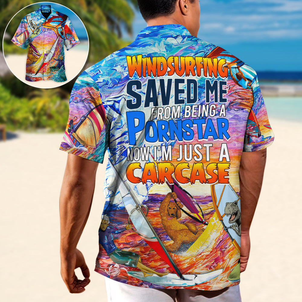Funny Windsurfing Hawaiian Shirt For Resort Getaways And Comfortable Summer Activities