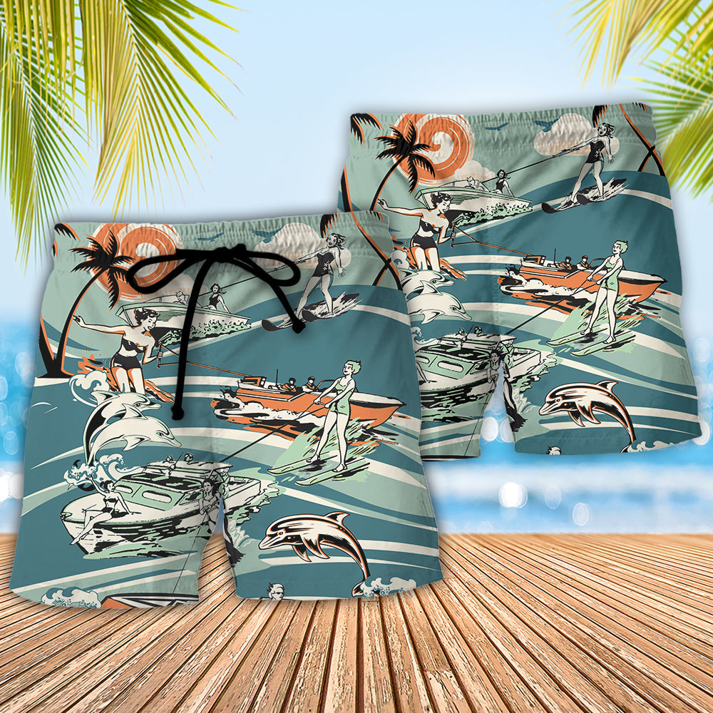 Waterskiing Saved Me Funny Waterskier Beach Shorts For Beach Days And Casual Outdoor Wear