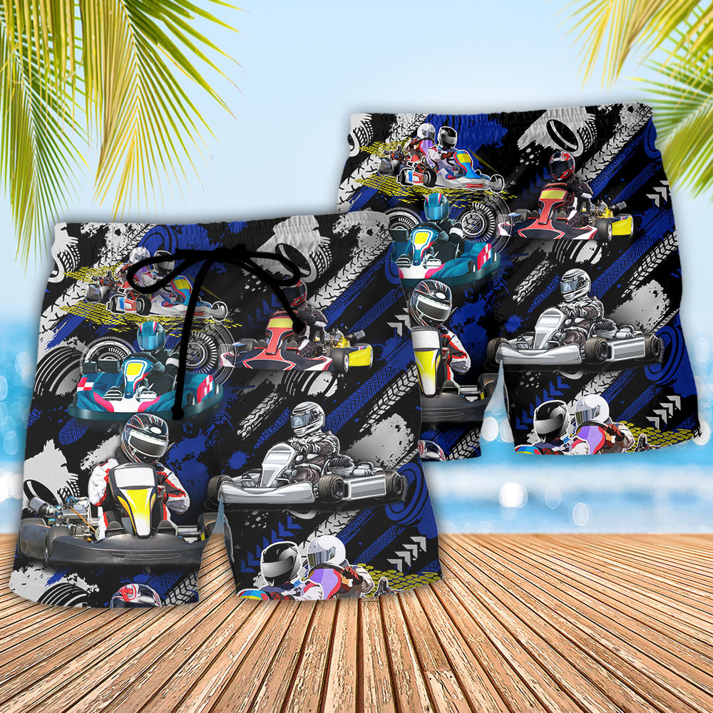 Karting Beach Shorts Pattern Detail For Outdoor Activities And Travel Ready Comfort