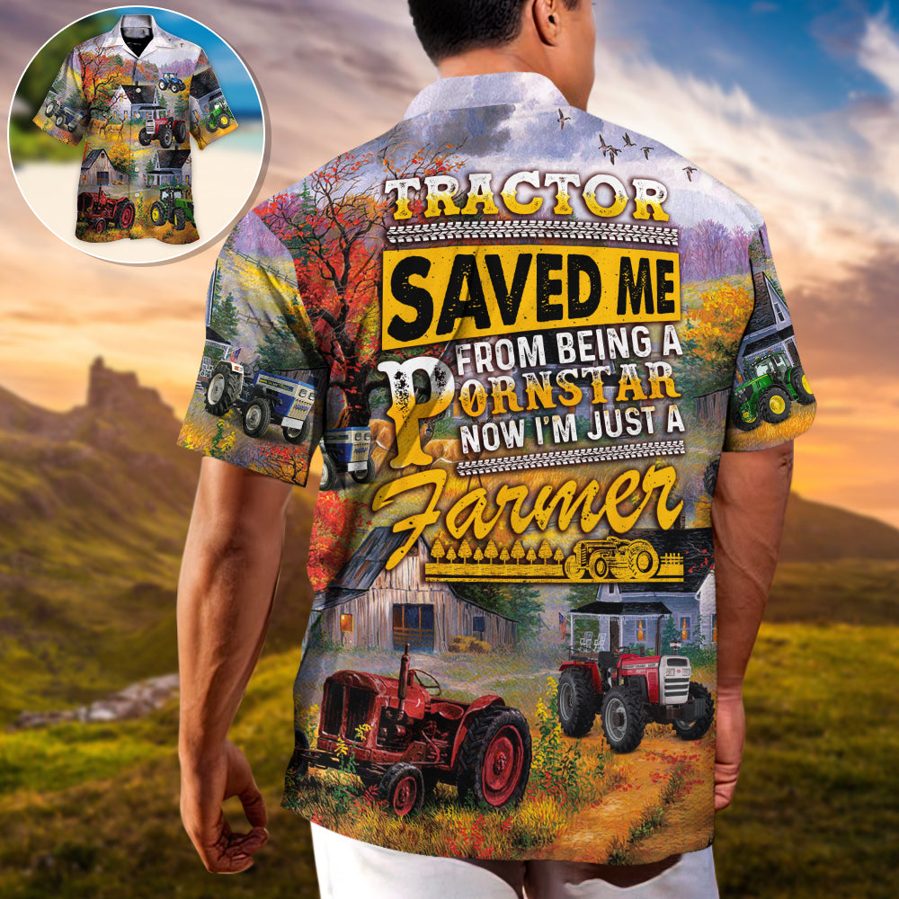 Tractor Farmer Hawaiian Shirt For Vacation Days And Relaxed Coastal Outings