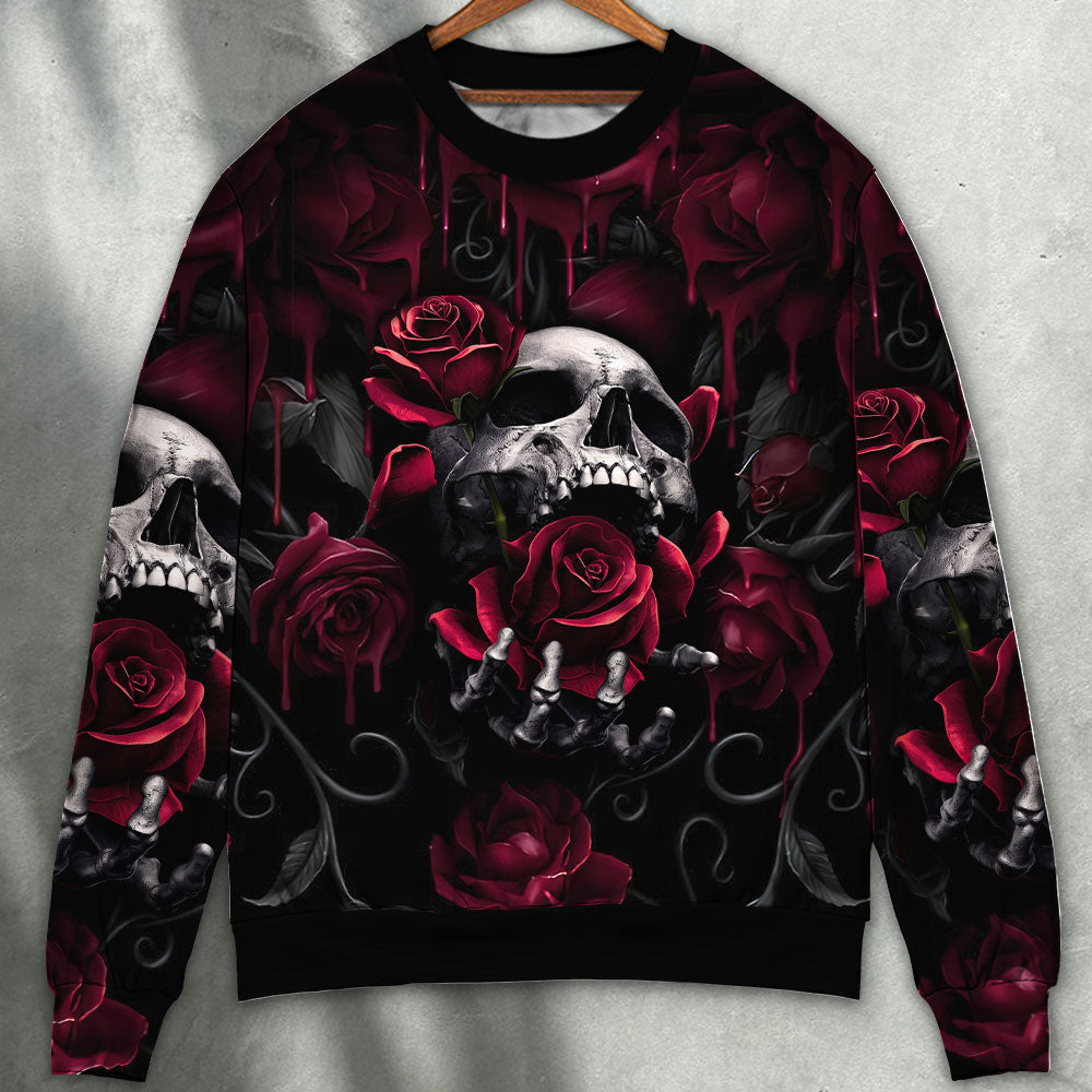 Rose Blood Dark Screaming Skull Sweater For Halloween Events Weekend Outings And Creative Gift Giving