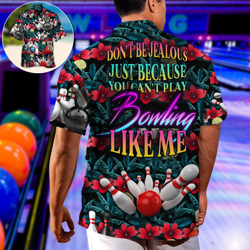Bowling Adventure Graphic Hawaiian Shirt All Over Print Detail For Casual Outings