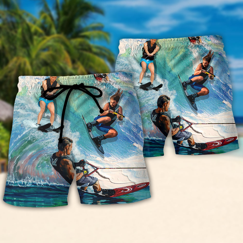 Waterskiing Burn Off The Crazy Water Ski Lover Beach Shorts For Sunny Getaways And Casual Coastal Wear