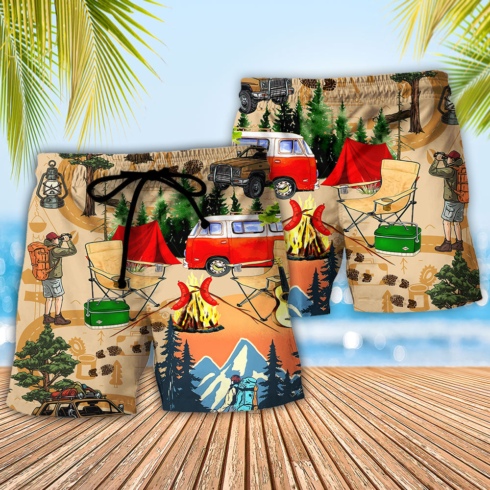 Camping Beach Shorts Pattern Detail For Sunny Day Adventures And Thoughtful Gift Giving