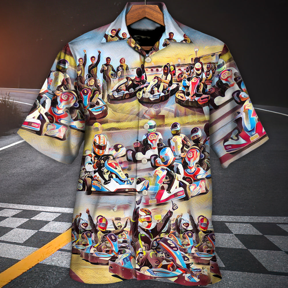 Kart Racing Hawaiian Shirt Graphic Artwork Detail For Summer Travel
