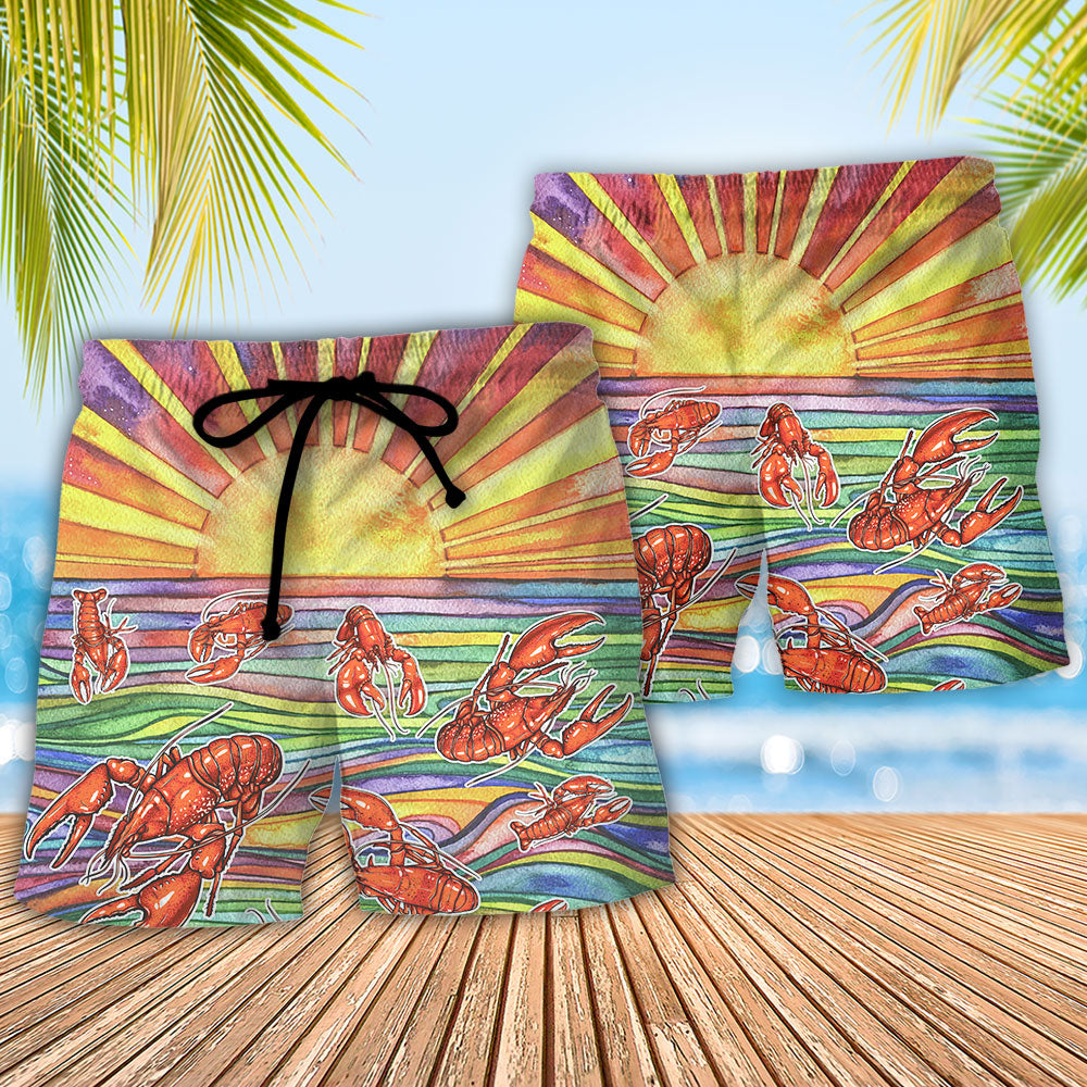 Lobster Funny Bold Tropical Humor Beach Shorts For Tropical Vacation Wear
