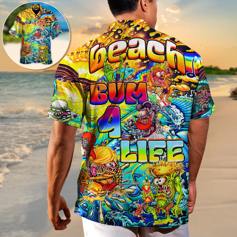 Beach Bum Crazy Hawaiian Shirt Tropical Styling View For Resort Wear