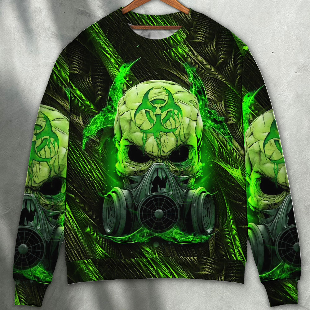 Green Lightning Skull Mask Sweater For Fantasy Fans Casual Outings And Weekend Adventures