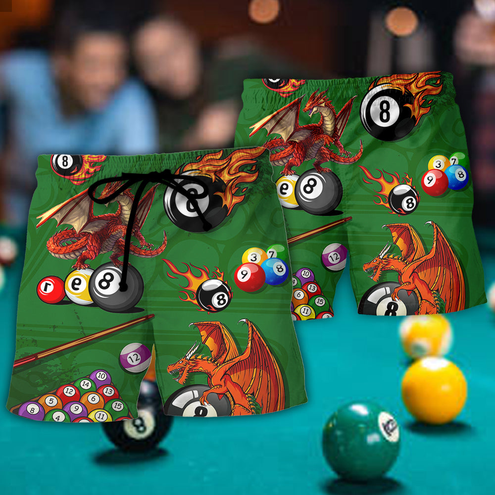 Billiards Dragon Beach Shorts Pattern Detail For Poolside Fun And Lightweight Summer Style