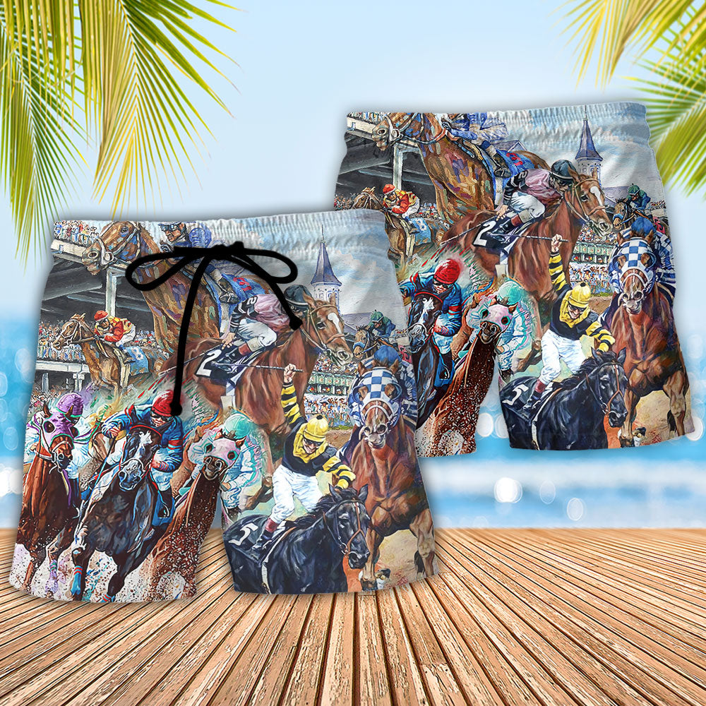 Horseback Riding Horse Beach Shorts Pattern Detail For Summer Travel And Thoughtful Gift Giving