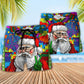 Hippie Christmas Santa Beach Shorts Pattern Detail For Seaside Leisure And Relaxed Casual Wear