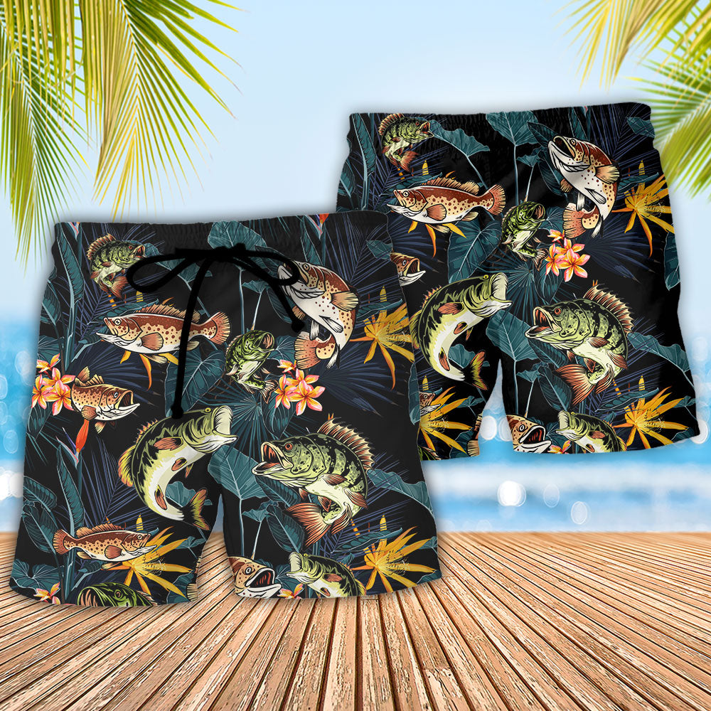 Fishing Born To Fish Forced To Work Tropical Beach Shorts For Active Summer Travel