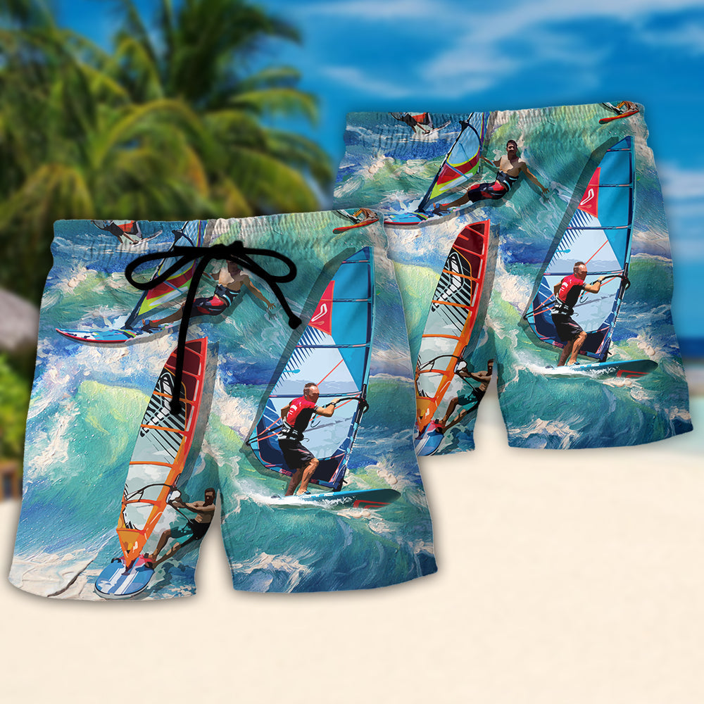 Windsurfing Wind Beach Shorts Pattern Detail For Tropical Escapes And Weekend Casual Style