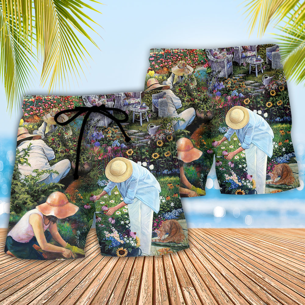 Botanical Gardening Garden Beach Shorts Pattern Detail For Sunny Day Adventures And Leisure And Relaxation