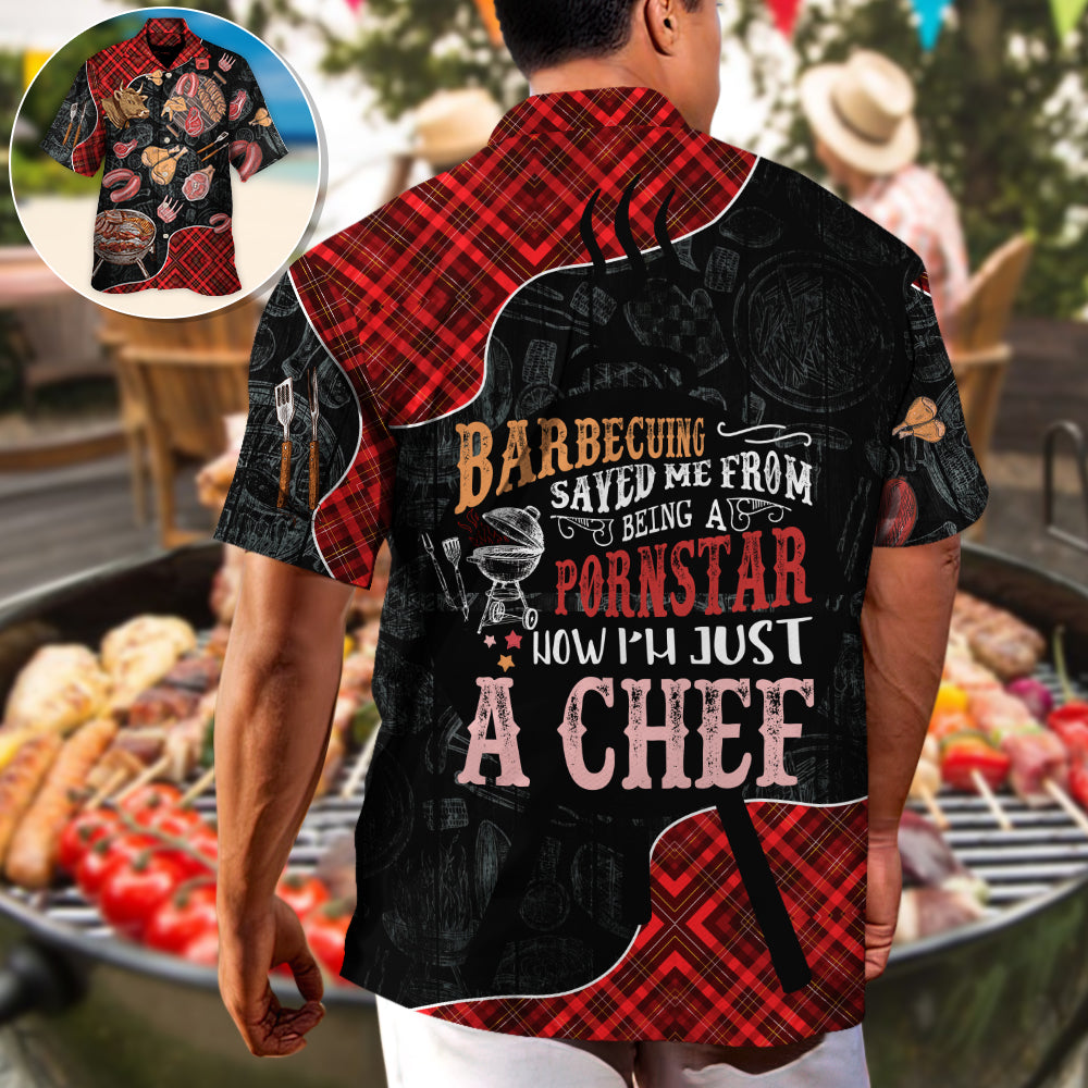 Barbecuing Chef Hawaiian Shirt Artwork View For Coastal Escapes And Resort Style