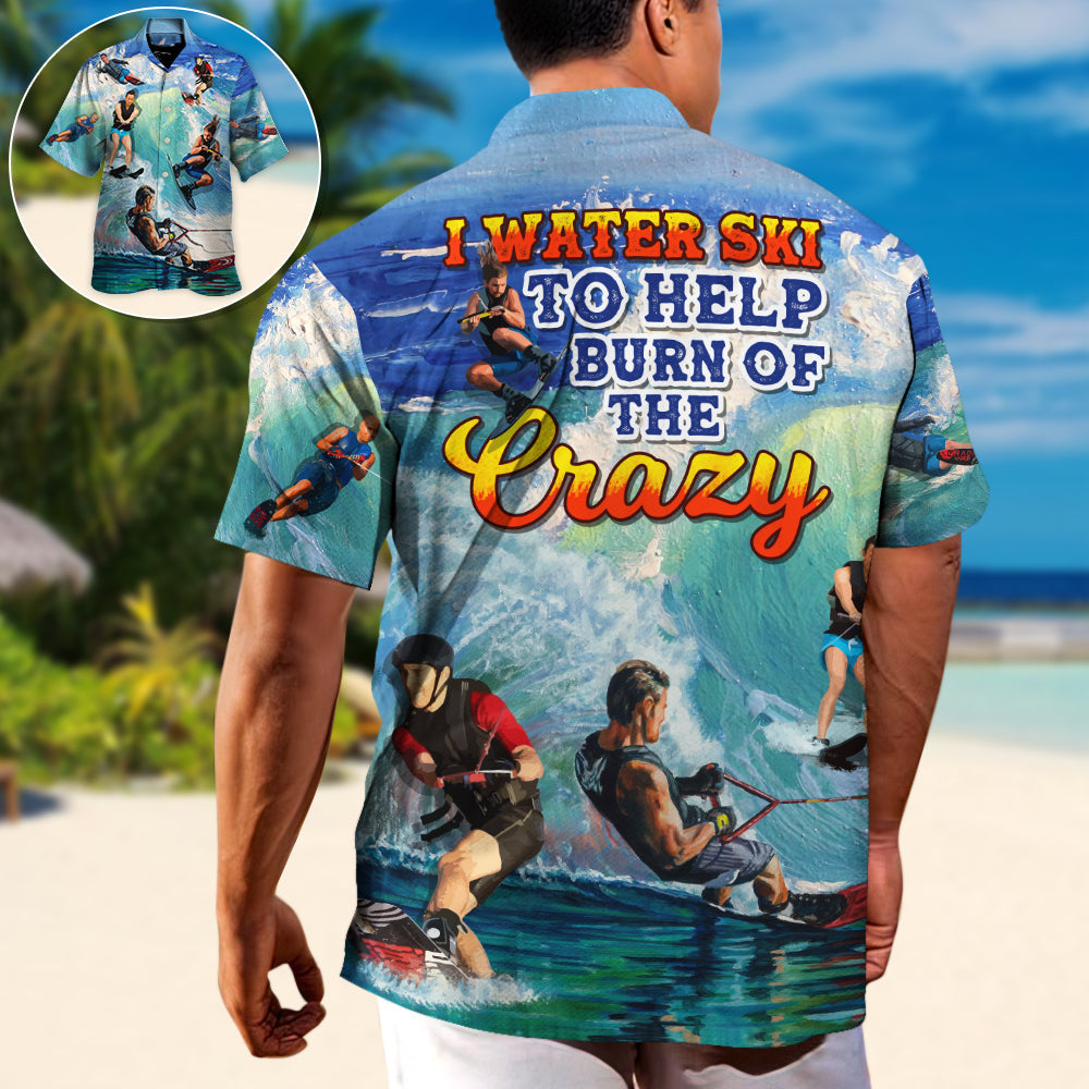 Waterskiing Water Outdoor Passion Hawaiian Shirt Collar And Front View For Beach Days
