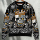 Blue Smoke Flaming Skull Sweater For Alternative Fashion Events And Thoughtful Seasonal Gifts