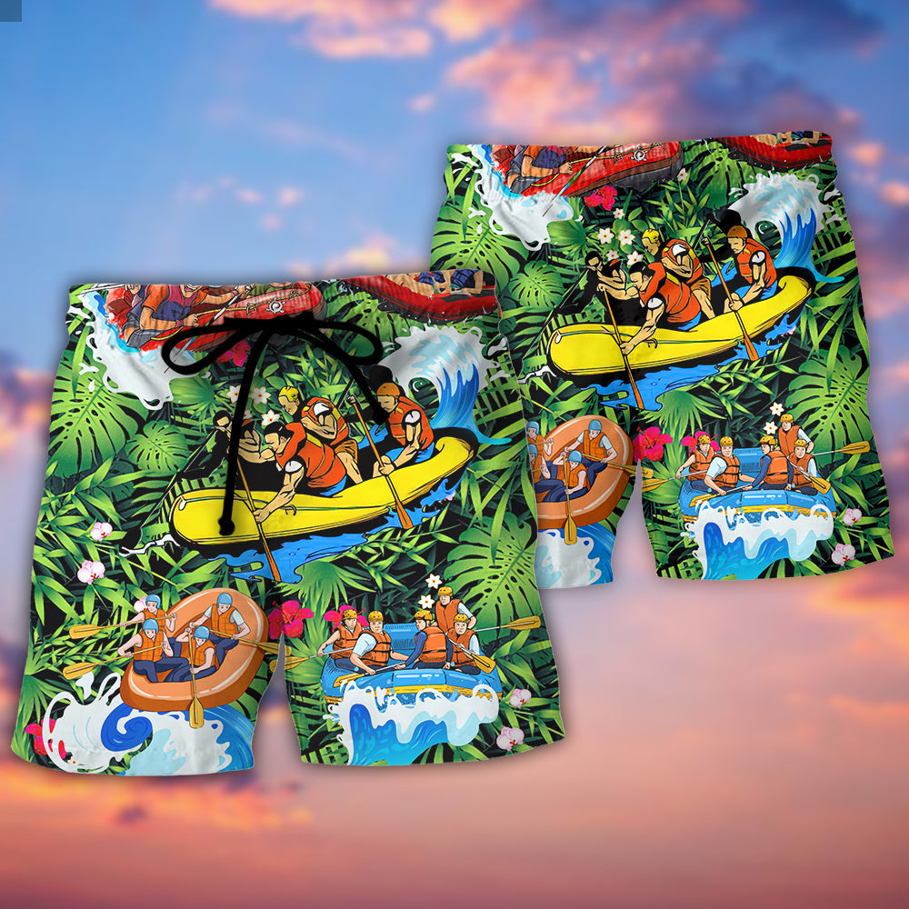Floral Tropical Rafting Beach Shorts Pattern Detail For Vacation Style And Comfortable Daily Use