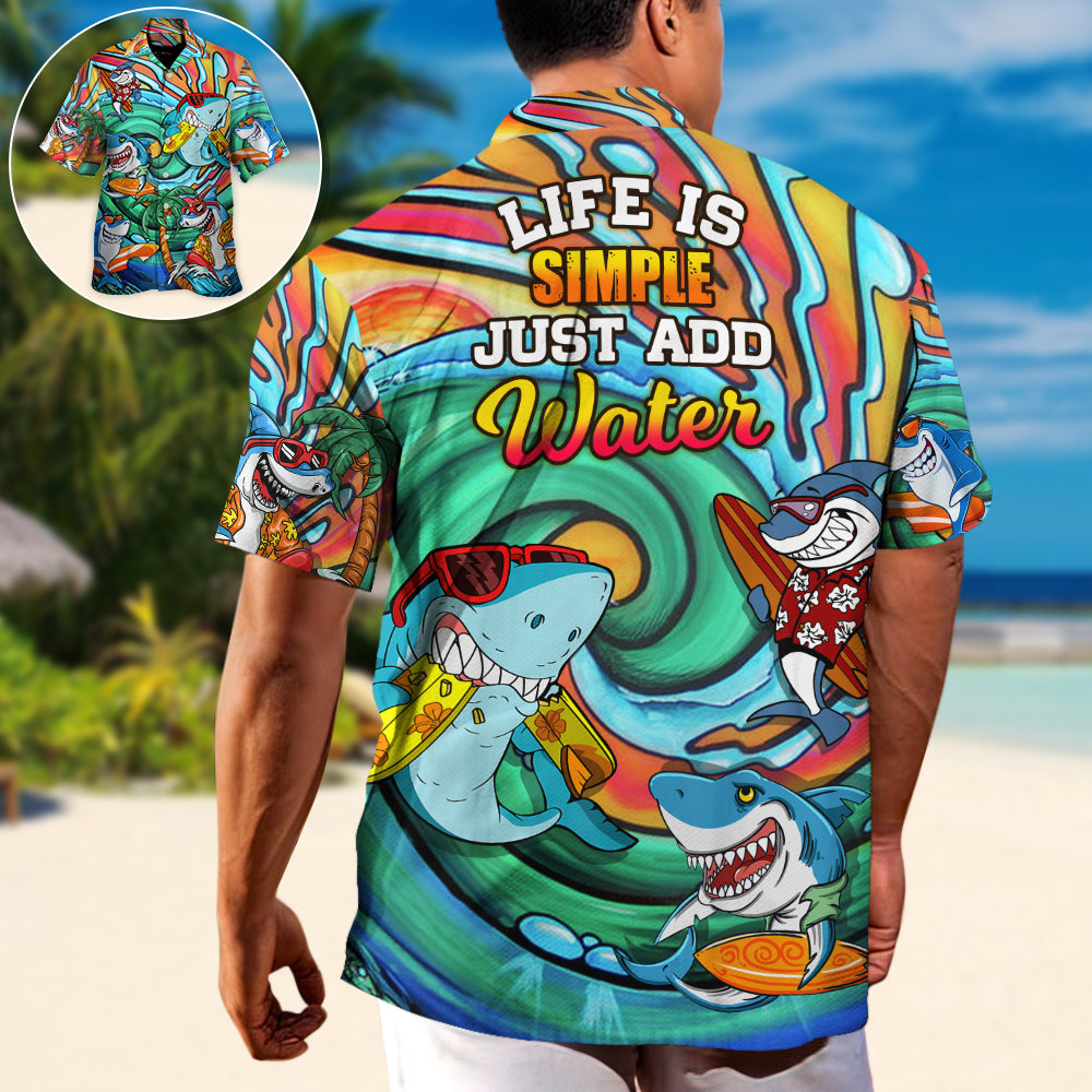 Funny Surfing Shark Water Hawaiian Shirt Front Pattern View For Thoughtful Gifting