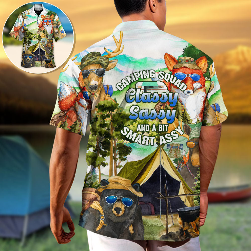 Camping Squad Classy Sassy Bit Smart Assy Hawaiian Shirt Collar And Front View For Outdoor Gatherings