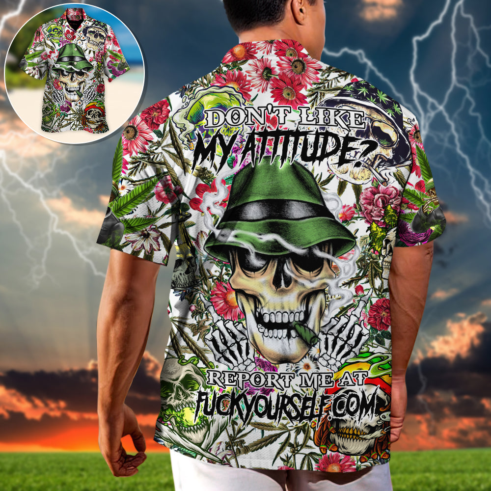 Vintage Skull Artwork Hawaiian Shirt Design View For Summer Travel