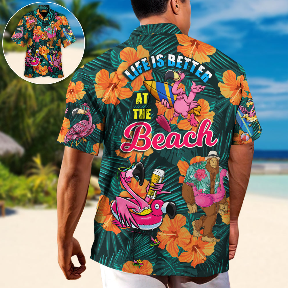 Tropical Flamingo Forest Creature Beach Hawaiian Shirt For Coastal Adventures And Warm Weather Wear