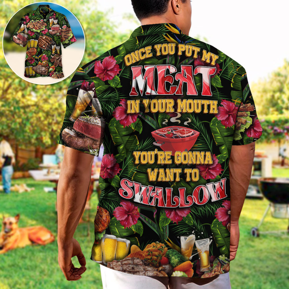 Funny Barbecue Food Grill Hawaiian Shirt Button Front Artwork For Thoughtful Gifting