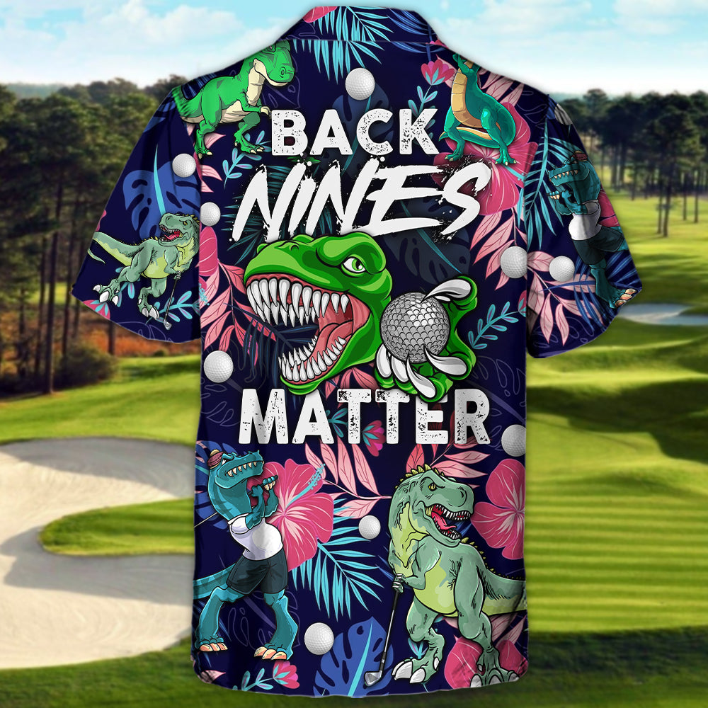 Tropical Funny Golf Dinosaur Hawaiian Shirt Creative Print View For Beach Days