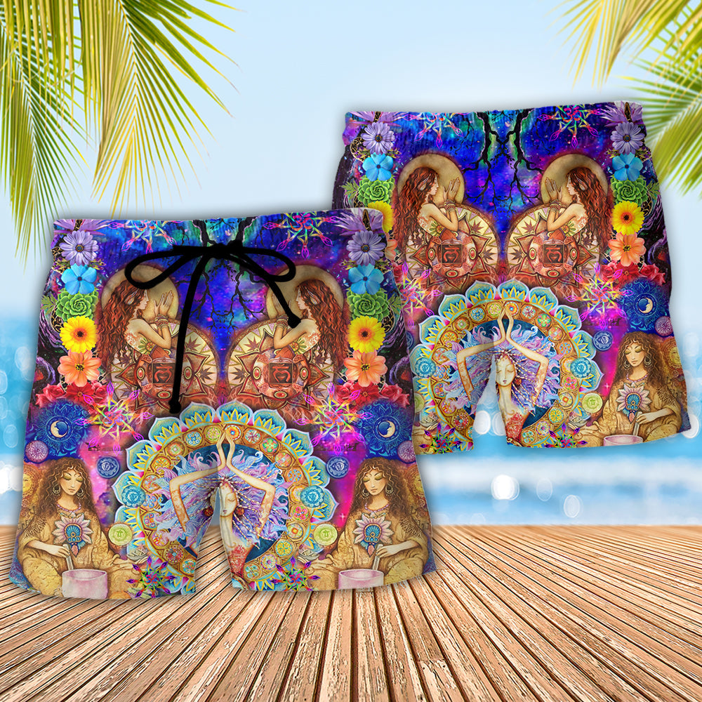 Peace Light Yoga Beach Shorts Pattern Detail For Casual Outings And Weekend Casual Style
